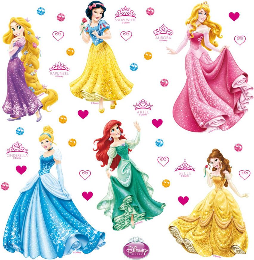 Disney Muursticker Prinsessen Roze Geel En Blauw 30 X 30 Cm 600212