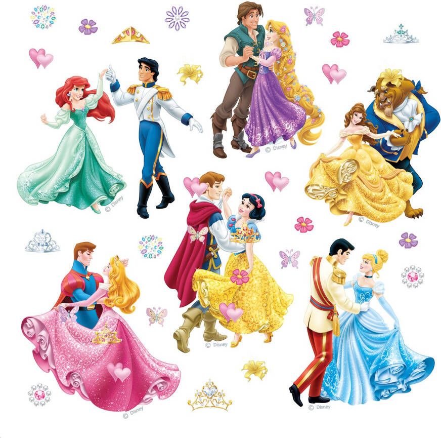 Disney Muursticker Prinsessen Roze Geel En Blauw 30 X 30 Cm 600213