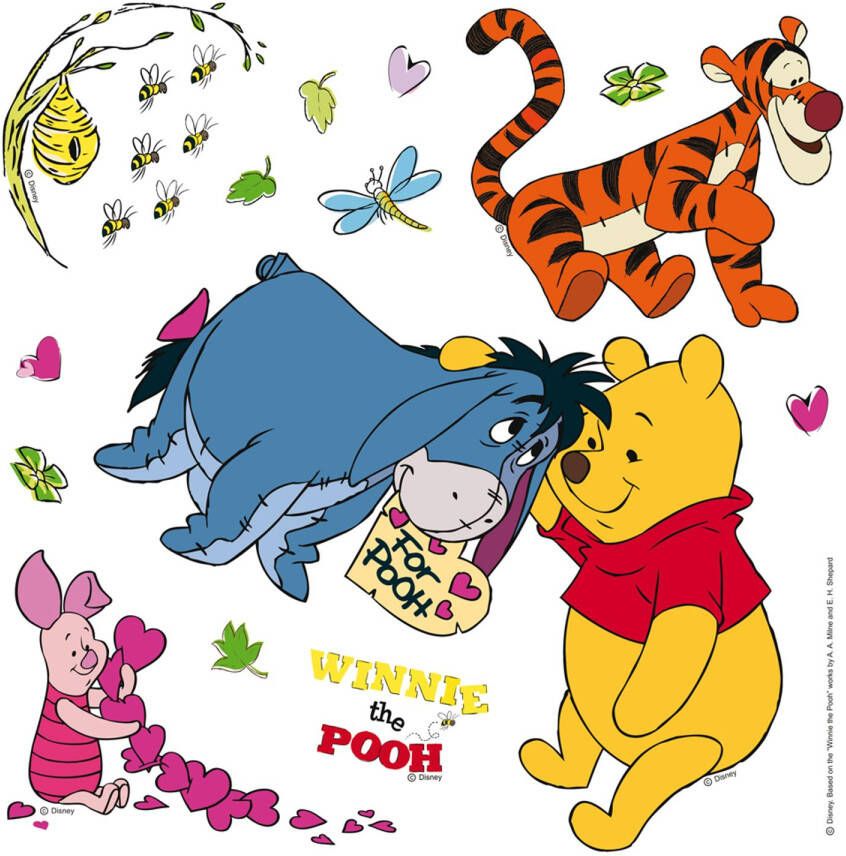 Disney Muursticker Winnie De Poeh Blauw Oranje En Geel 30 X 30 Cm 600217