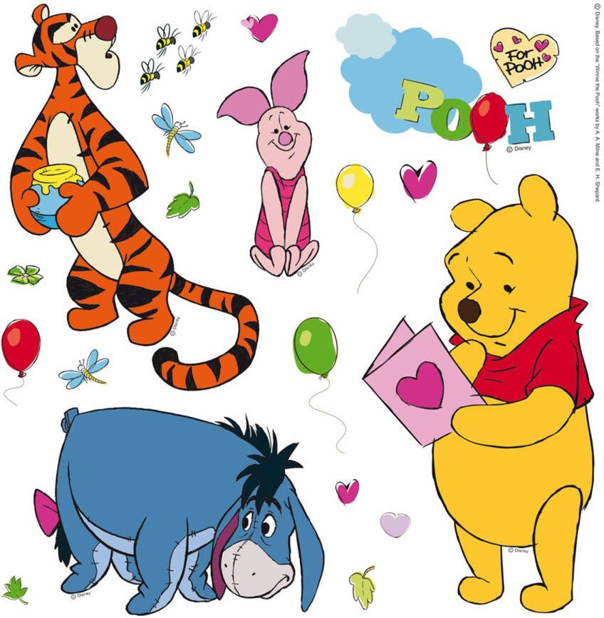 Disney Muursticker Winnie De Poeh Blauw Oranje En Geel 30 X 30 Cm 600218