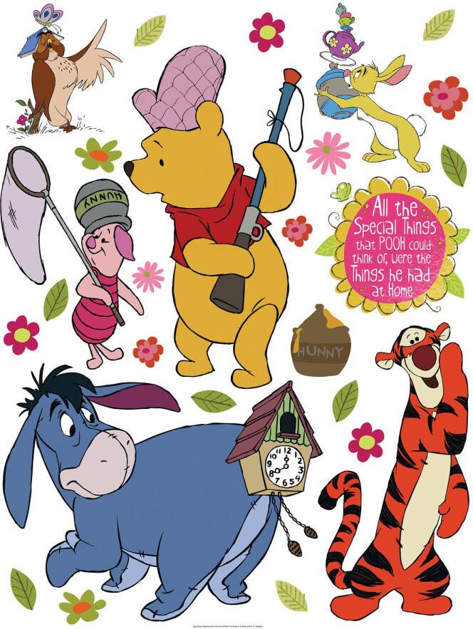 Disney Muursticker Winnie De Poeh Geel Blauw Oranje En Roze 65 X 85 Cm 600199