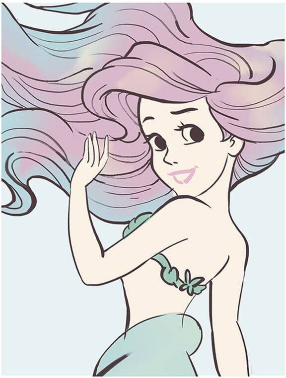 Disney Poster Ariel De Kleine Zeemeermin Lila Paars En Blauw 40 X 50 Cm 610087