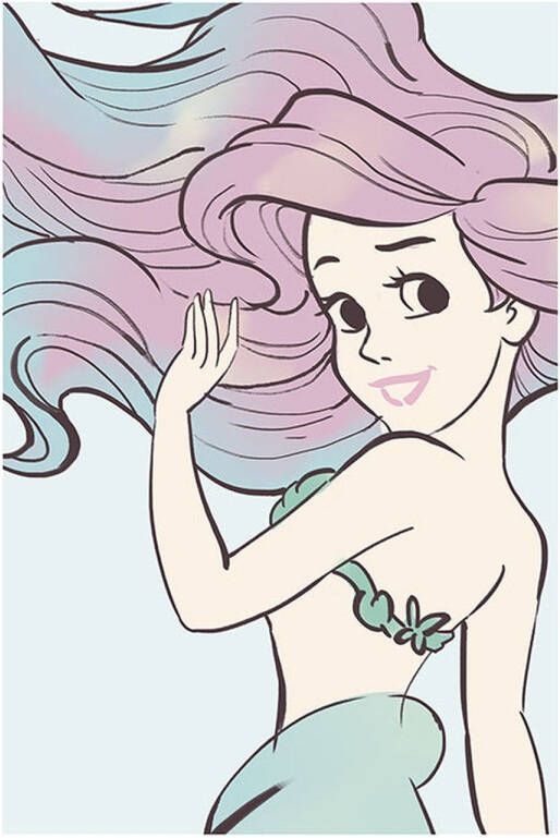 Disney Poster Ariel De Kleine Zeemeermin Lila Paars En Blauw 50 X 70 Cm 610088