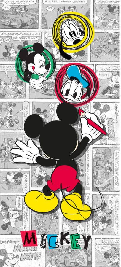 Disney Poster Mickey Mouse Grijs Geel En Rood 90 X 202 Cm 600763