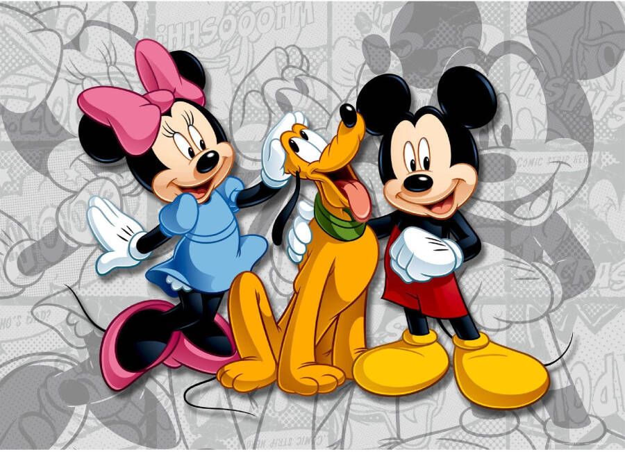 Disney Poster Minnie & Mickey Mouse Grijs Roze En Rood 160 X 110 Cm 600645