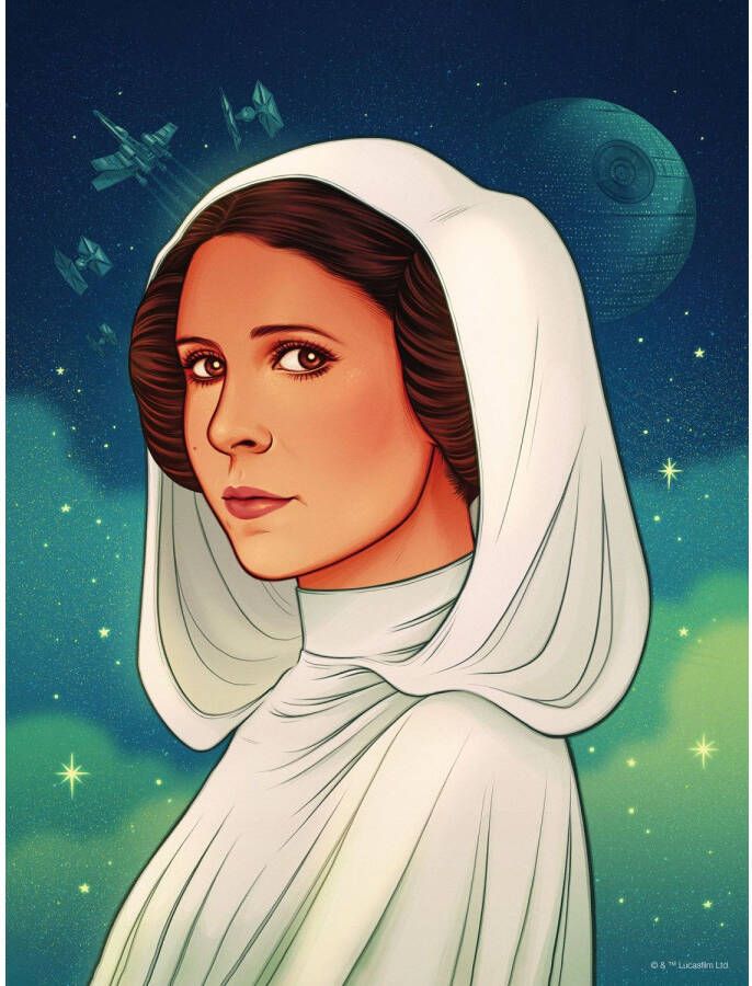 Disney Poster Star Wars Princess Of Alderaan Blauw Groen En Wit 30 Cm X 40 Cm