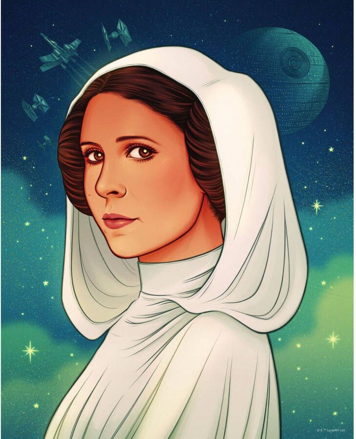 Disney Poster Star Wars Princess Of Alderaan Blauw Groen En Wit 40 Cm X 50 Cm