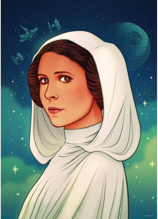 Disney Poster Star Wars Princess Of Alderaan Blauw Groen En Wit 50 Cm X 70 Cm