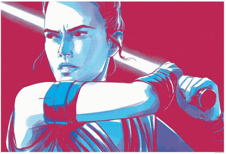 Disney Poster Star Wars Rey Rood En Blauw 70 X 50 Cm 610265