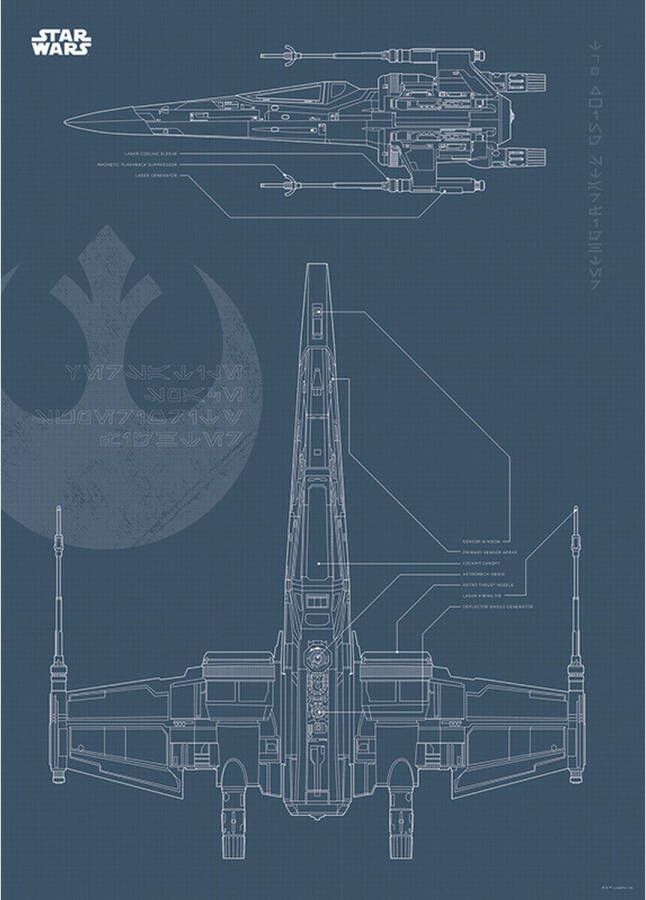 Disney Poster Star Wars X-wing Donkerblauw 50 X 70 Cm 610277