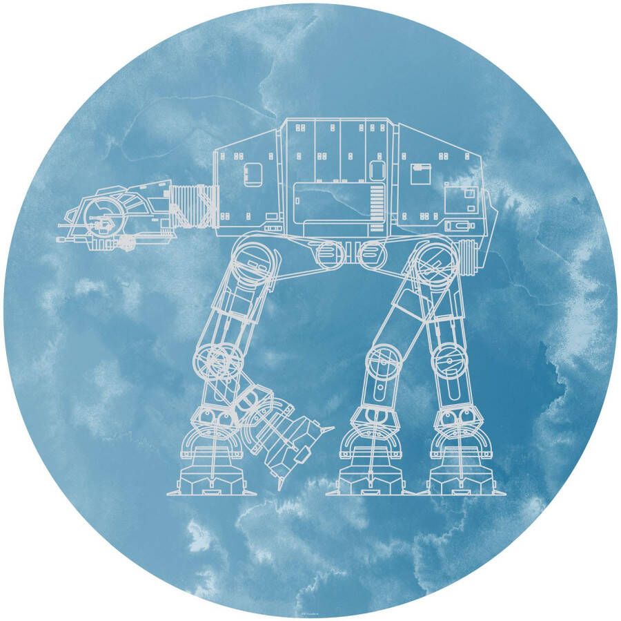 Disney Zelfklevende Behangcirkel Star Wars At-at Blauw Ø 128 Cm 610394