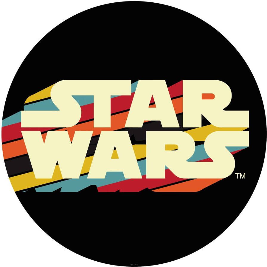 Disney Zelfklevende Behangcirkel Star Wars Logo Multicolor Op Zwart Ø 128 Cm