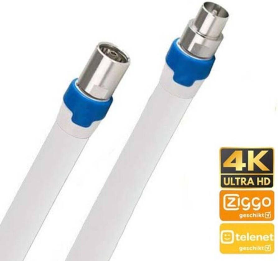 Merkloos Coax Kabel Geschikt Voor Ziggo 1 5 Meter Wit M f Recht