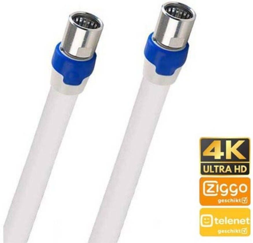 Merkloos Coax Kabel Geschikt Voor Ziggo 1 Meter Wit F-f Connector