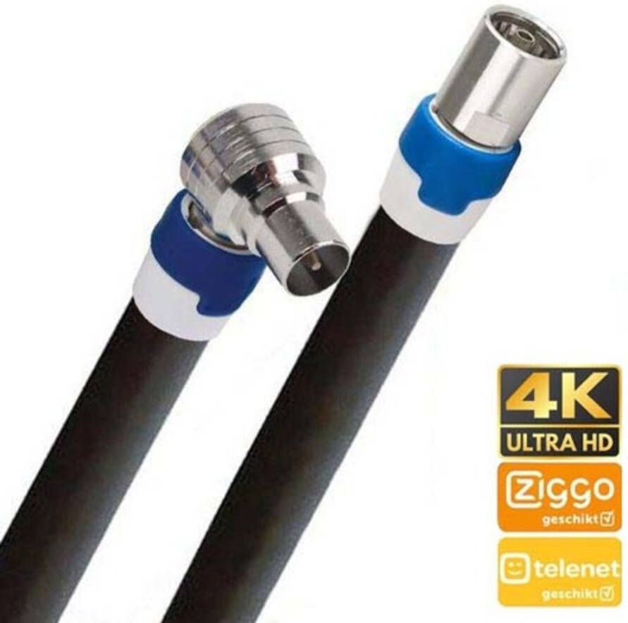 Merkloos Coax Kabel Geschikt Voor Ziggo 1 Meter Zwart M-haaks f-recht