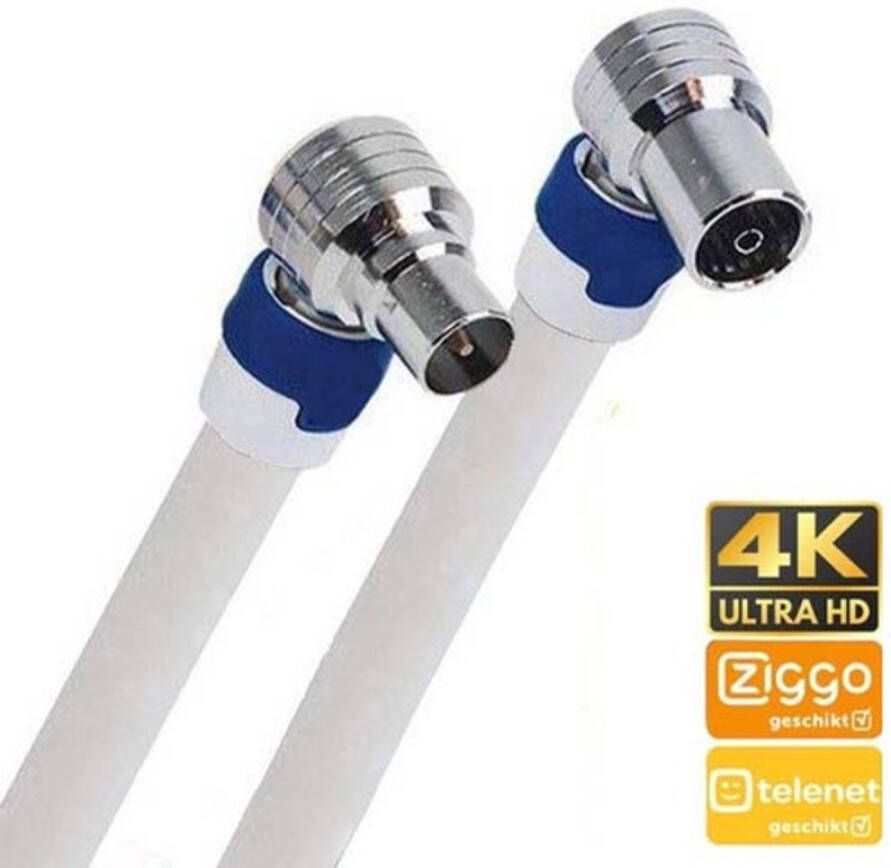 Merkloos Coax Kabel Geschikt Voor Ziggo 10 Meter Wit M f Haaks