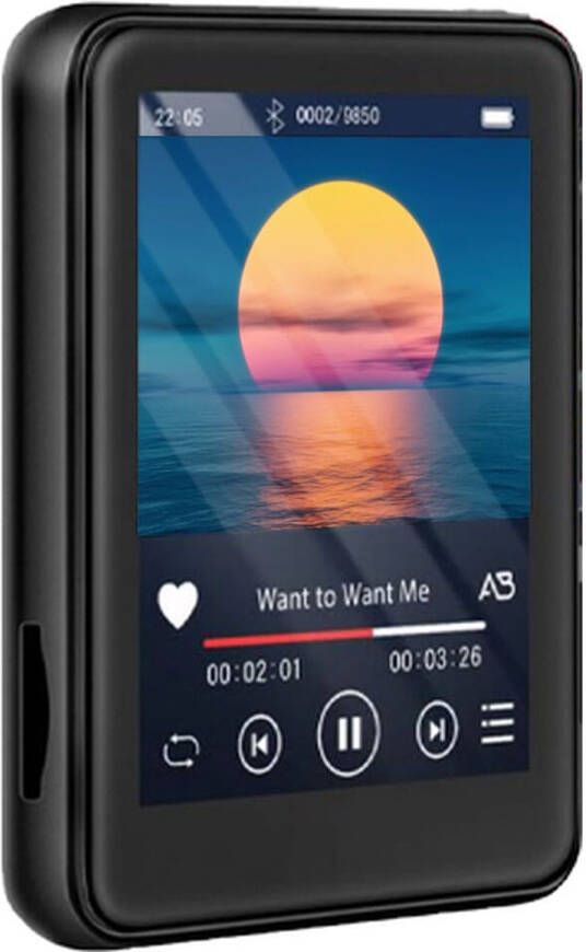 Merkloos Mp3 Speler Bluetooth 4gb+128gb 2.4'' Tft Screen Mp4 Video Speler Bt 4.2 X6 Zwart