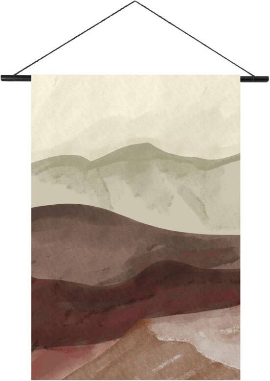 Merkloos Wandkleed Xl Inclusief Roede | Aquarel Horizon | 150x100cm