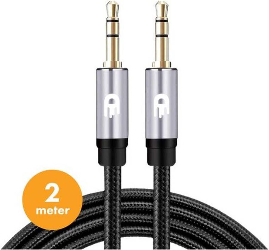 Drivv. Aux Kabel 3.5 Mm Audio Kabel Gold Plated Male To Male Zilver 2 Meter