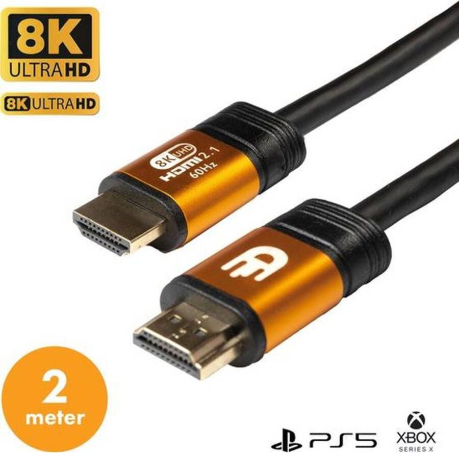 Drivv. Premium Hdmi Kabel 2.1 Ultra Hd 8k Hdmi Naar Hdmi 2 Meter Oranje