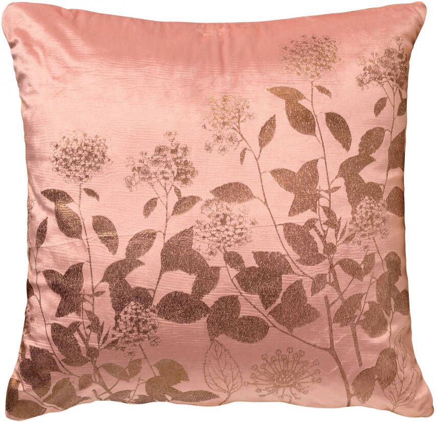 Dutch Decor ROSALIE Sierkussen 45x45 cm velvet bloemen en blaadjes Muted Clay roze
