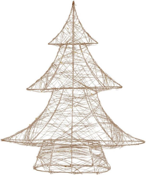 Ecd germany LED-deco kerstboom met 30 warm witte LED's 40 cm hoog metaal goud kerstboom met verlichting & timer voor binnen op batterijen lichtboom staande kerstdecoratie