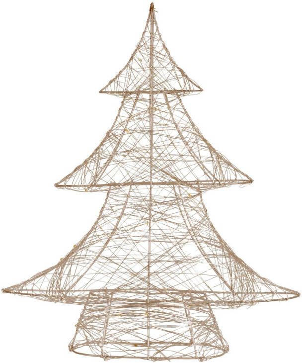 Ecd germany LED-deco kerstboom met 30 warm witte LED's 40 cm hoog metaal goud kerstboom met verlichting & timer voor binnen op batterijen lichtboom staande kerstdecoratie