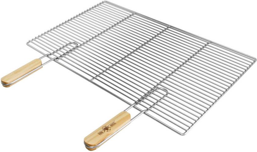 ECD Germany Roestvrij Staal Bbq Grill 67 X 40 Cm Rechthoekig Met Houten Handgrepen