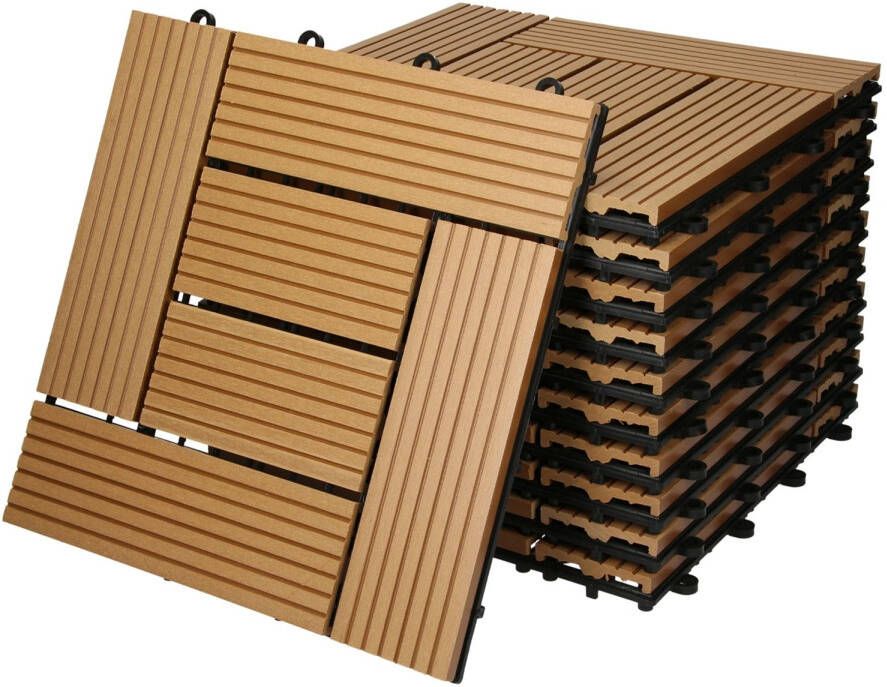 ECD Germany Wpc Patio Tegels 30 X 30 Cm 11er Spar Set Für 1m²