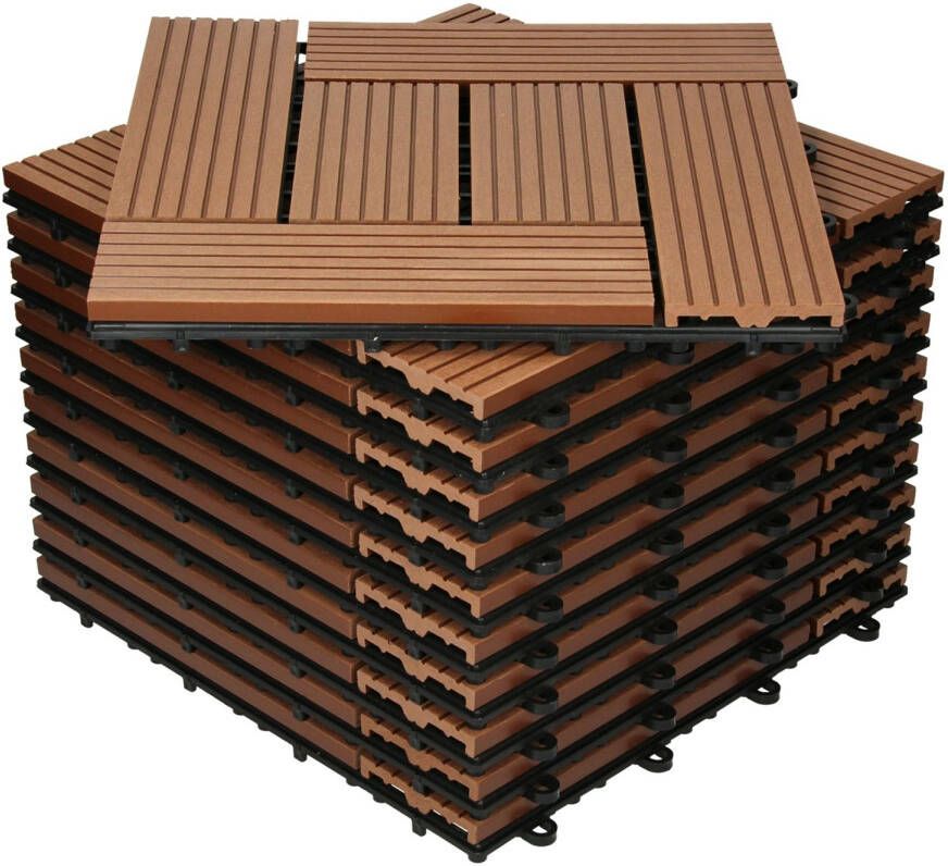 ECD Germany Wpc Patio Tegels 30x30 Cm 22er Spar Set Für 2m²