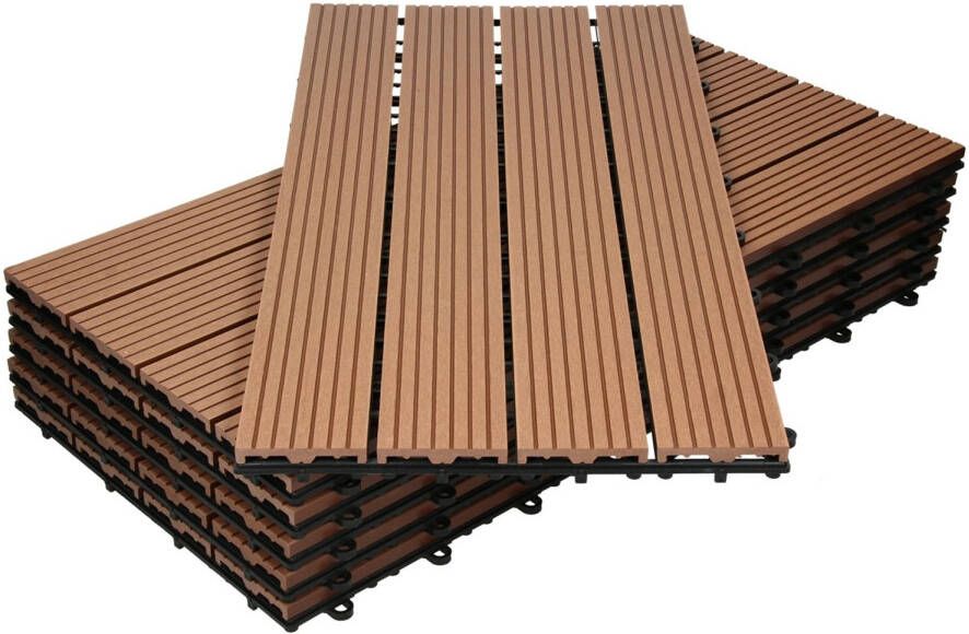 ECD Germany Wpc Patio Tegels 60x30cm 12er Spar Set Für 2m²