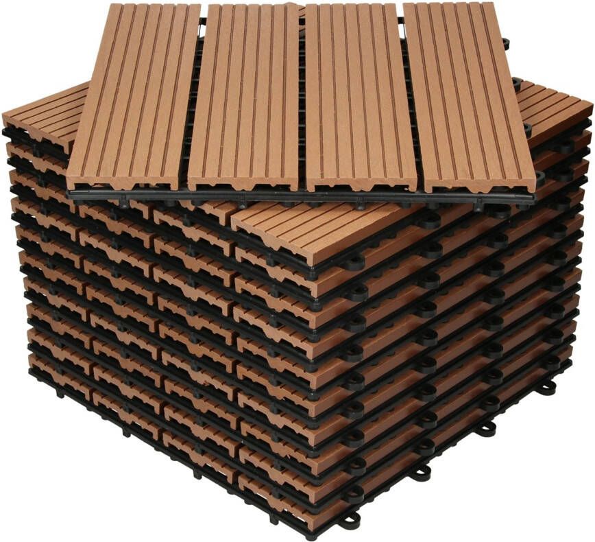 ECD Germany Wpc Terras Tegels 30x30 Cm 11er Spar Set Für 1m²