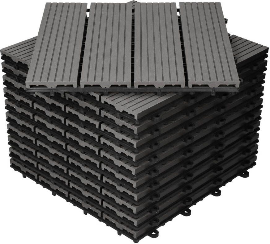 ECD Germany Wpc Terras Tegels 30x30 Cm 11er Spar Set Für 1m²