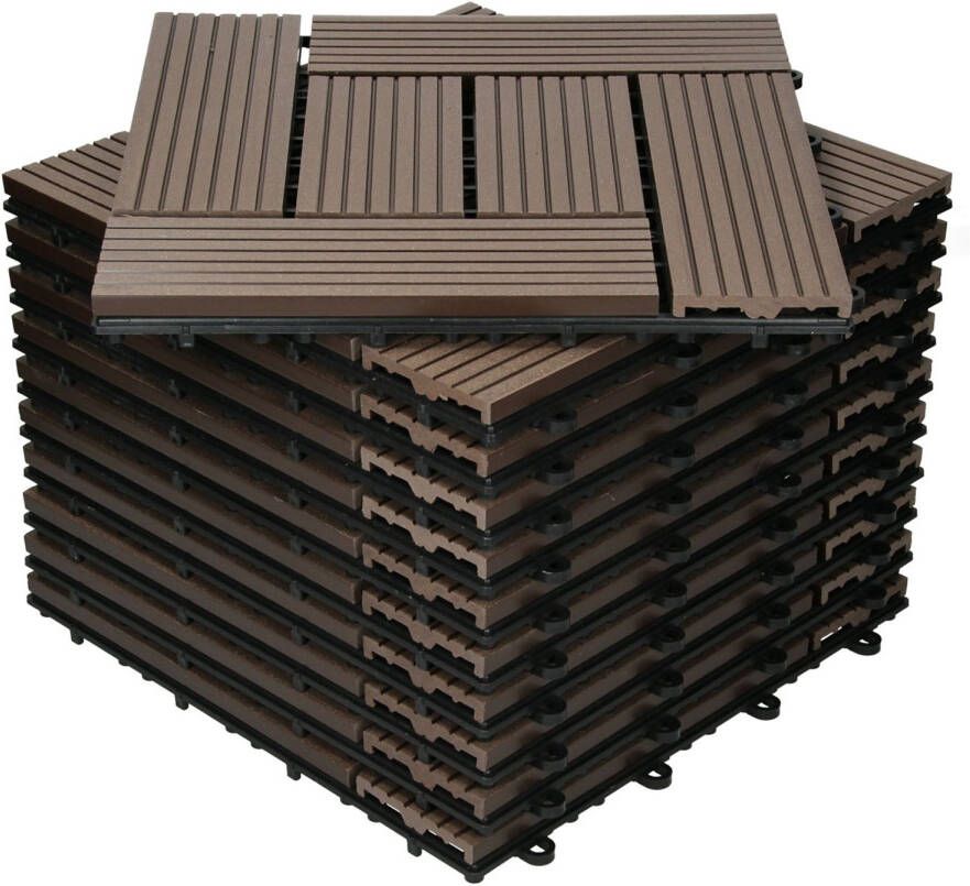 ECD Germany Wpc Terras Tegels 30x30cm 11er Spar Set Voor 1m²