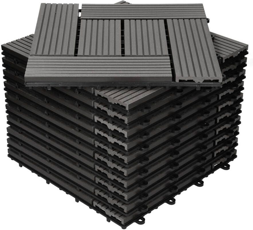 ECD Germany Wpc Terras Tegels 30x30cm 11er Spar Set Voor 1m²