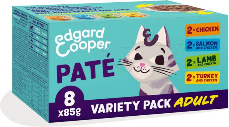 Edgard & Cooper Kattenvoer Adult Multipack Pate 4 X 8 X 85 Gr Voordeelverpakking