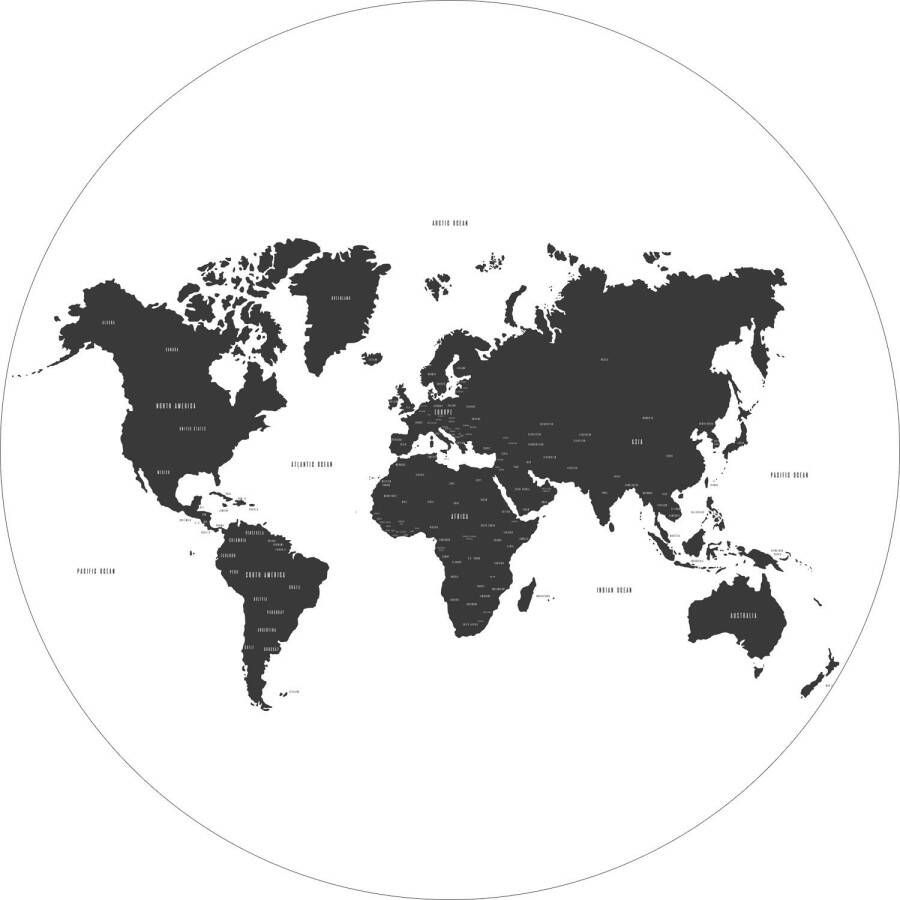 Esta Home ESTAhome zelfklevende behangcirkel wereldkaart zwart wit 158985 Ø