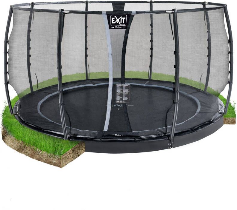 EXIT Toys EXIT Dynamic groundlevel trampoline ø427cm met veiligheidsnet zwart - Foto 3