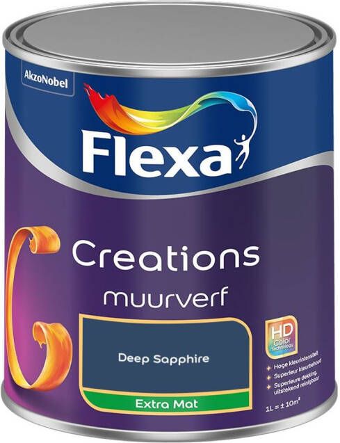 Flexa Creations Muurverf Extra Mat Deep Sapphire Kleur van het Jaar 2025 1L