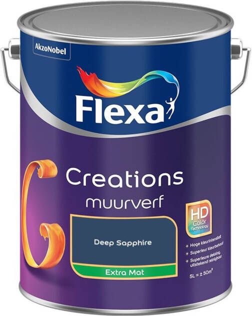 Flexa Creations Muurverf Extra Mat Deep Sapphire Kleur van het Jaar 2025 5L