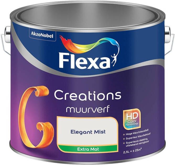 Flexa Creations Muurverf Extra Mat Elegant Mist Kleur van het Jaar 2025 2 5L