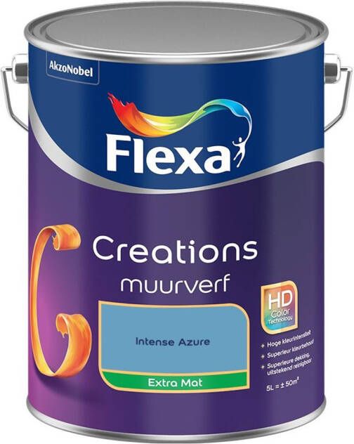 Flexa Creations Muurverf Extra Mat Intense Azure Kleur van het Jaar 2025 5L