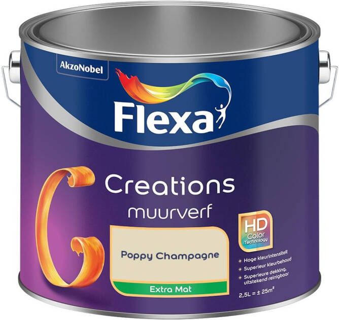 Flexa Creations Muurverf Extra Mat Poppy Champagne Kleur van het Jaar 2025 2 5L