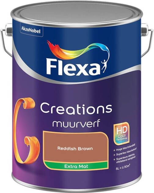 Flexa Creations Muurverf Extra Mat Reddish Brown Kleur van het Jaar 2025 5L