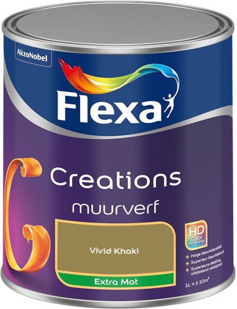 Flexa Creations Muurverf Extra Mat Vivid Khaki Kleur van het Jaar 2025 1L