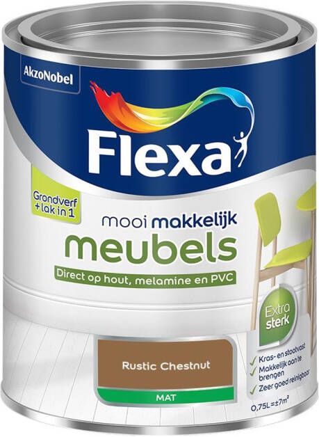 Flexa Mooi Makkelijk Meubels Mat Rustic Chestnut Kleur van het Jaar 2025 0 75L