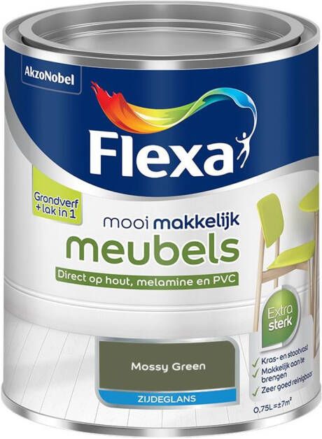 Flexa Mooi Makkelijk Meubels Zijdeglans Mossy Green Kleur van het Jaar 2025 0 75L