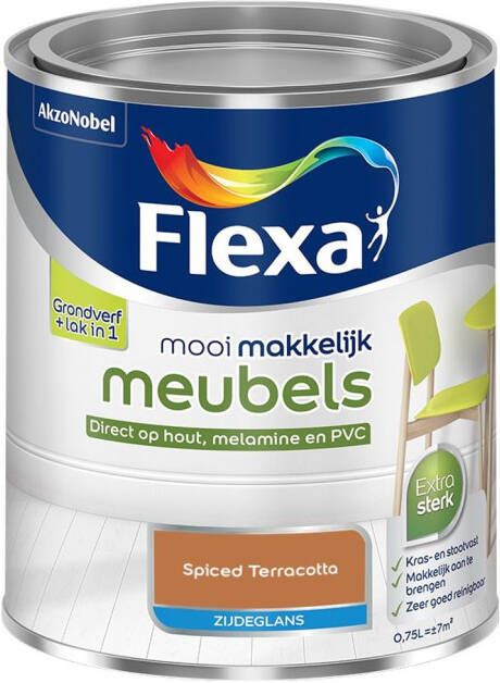 Flexa Mooi Makkelijk Meubels Zijdeglans Spiced Terracotta Kleur van het Jaar 2025 0 75L