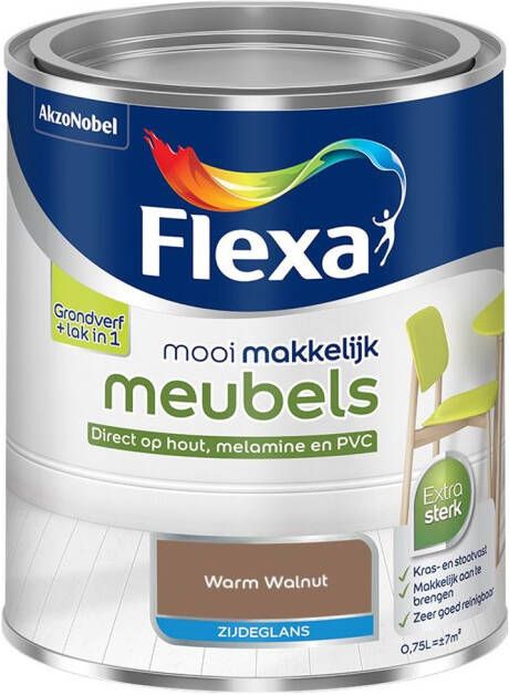 Flexa Mooi Makkelijk Meubels Zijdeglans Warm Walnut Kleur van het Jaar 2025 0 75L