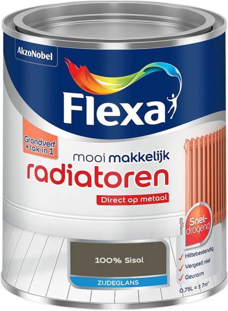 Flexa Mooi Makkelijk Radiatoren Zijdeglans Muurverf 100% Sisal Meng 750 Ml